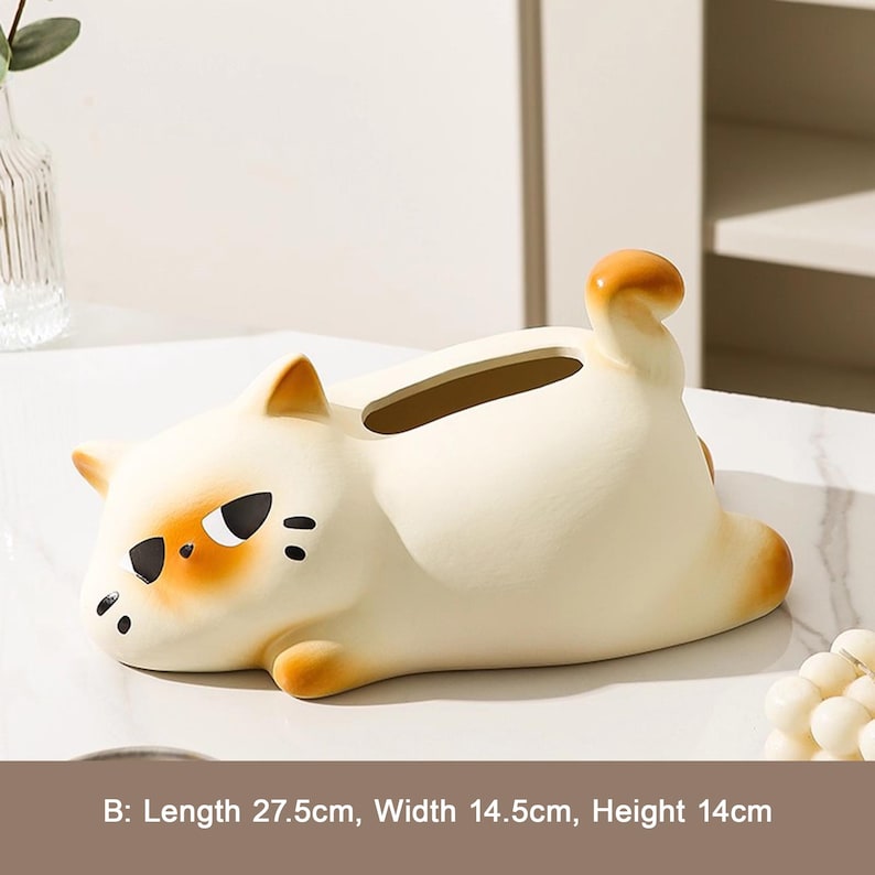 Boîte à mouchoirs en céramique chat siamois, décoration intérieure, 24-27 cm