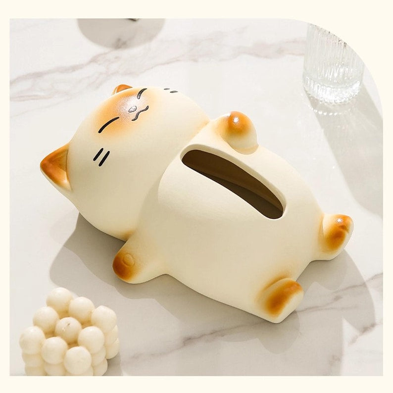 Boîte à mouchoirs en céramique chat siamois, décoration intérieure, 24-27 cm