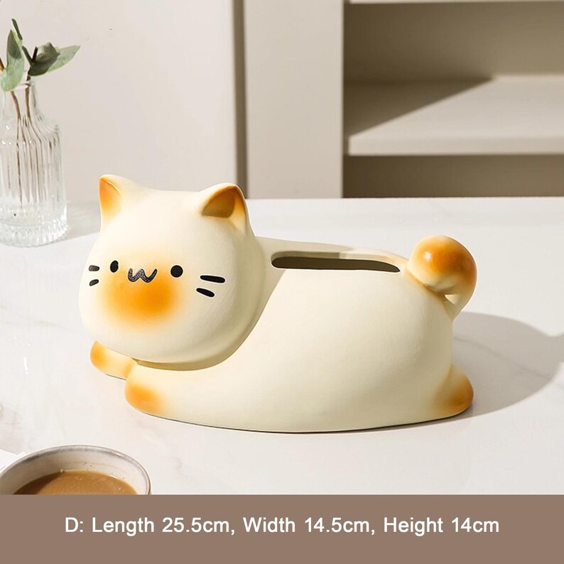 Boîte à mouchoirs en céramique chat siamois, décoration intérieure, 24-27 cm