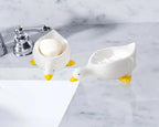 Porte-savon autovidangeable en céramique, décoration de salle de bain et cuisine, canard mignon, 17x9x5 cm