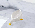 Porte-savon autovidangeable en céramique, décoration de salle de bain et cuisine, canard mignon, 17x9x5 cm