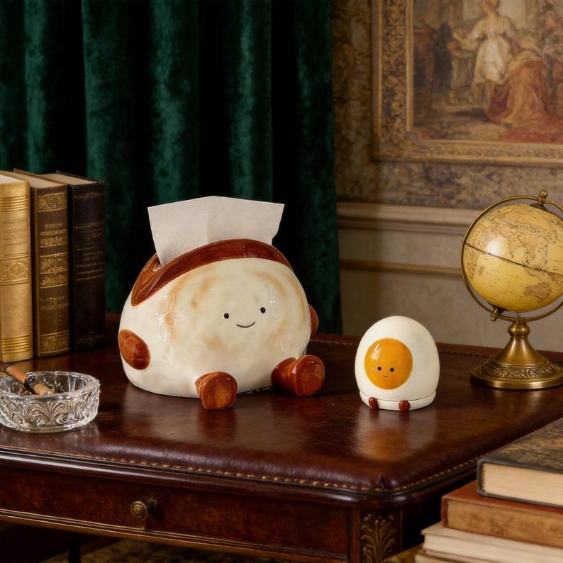 Rice Ball Ceramic Tissue Box Cover - Creative Desk Tissue Holder Decorative