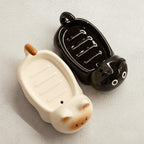 Porte-savon chat en céramique, drainant, pour salle de bain et cuisine, noir ou blanc