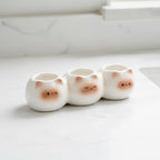 Porte-brosse à dents pour chat en céramique blanche, organisateur de salle de bain kawaii, support pour brosse à dents électrique