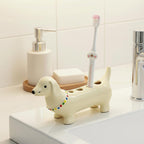 Porte-brosse à dents teckel en céramique, organisateur de salle de bain pour chien saucisse, décoration de vanité