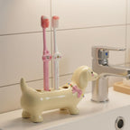 Porte-brosse à dents teckel en céramique, organisateur de salle de bain pour chien saucisse, décoration de vanité