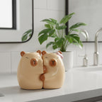 Porte-brosse à dents Capybara en céramique, ensemble de 2, marron clair
