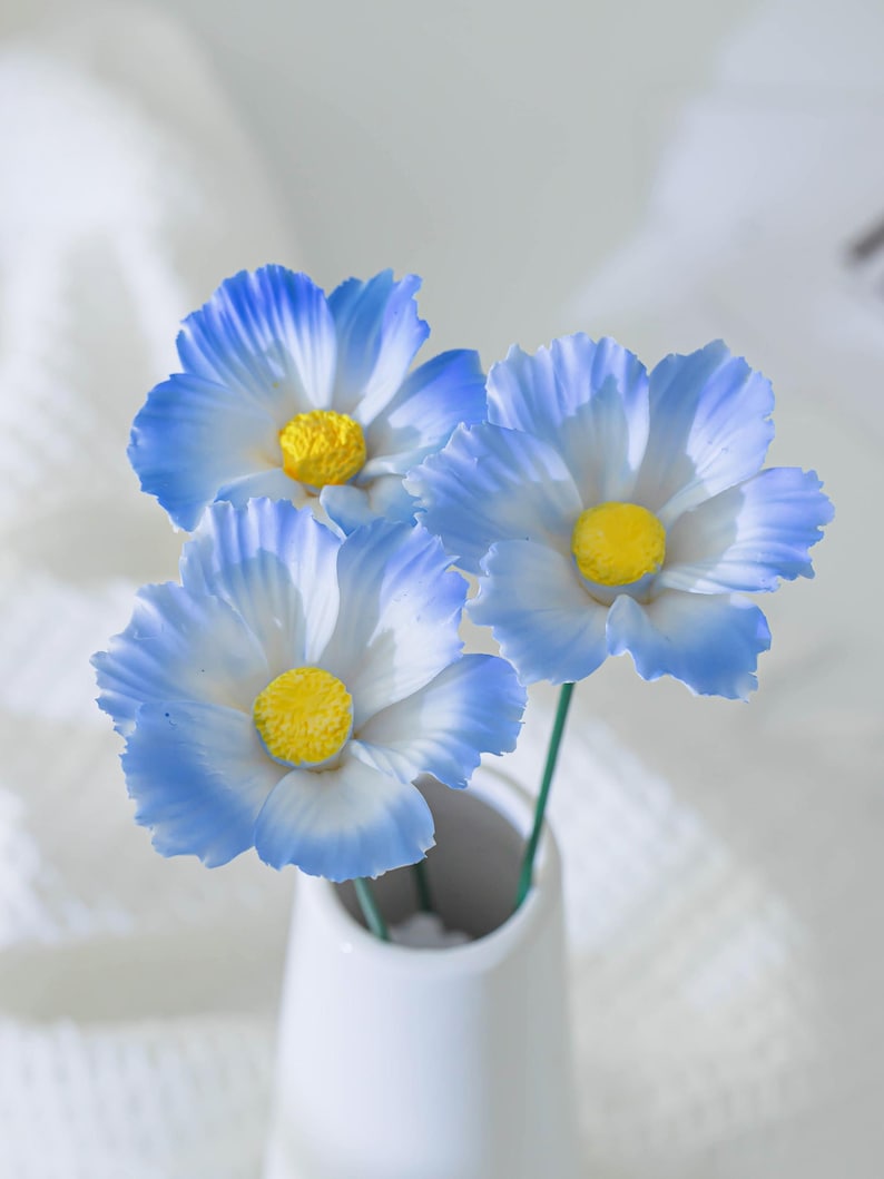 Fleurs en céramique bleu étoile de mer faites à la main, bouquet de fleurs éternelles pour décoration intérieure