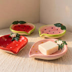 Plateau en céramique forme fruit - Vide-poches fraise pastèque, porte-savon artisanal