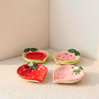 Plateau en céramique forme fruit - Vide-poches fraise pastèque, porte-savon artisanal
