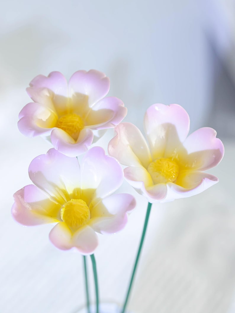 Fleur violette en céramique faite main, décoration intérieure, 4,2 cm