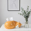 Boîte à mouchoirs en céramique forme de chat endormi pour distributeur de serviettes et rangement