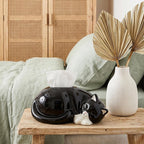 Boîte à mouchoirs en céramique forme de chat endormi pour distributeur de serviettes et rangement