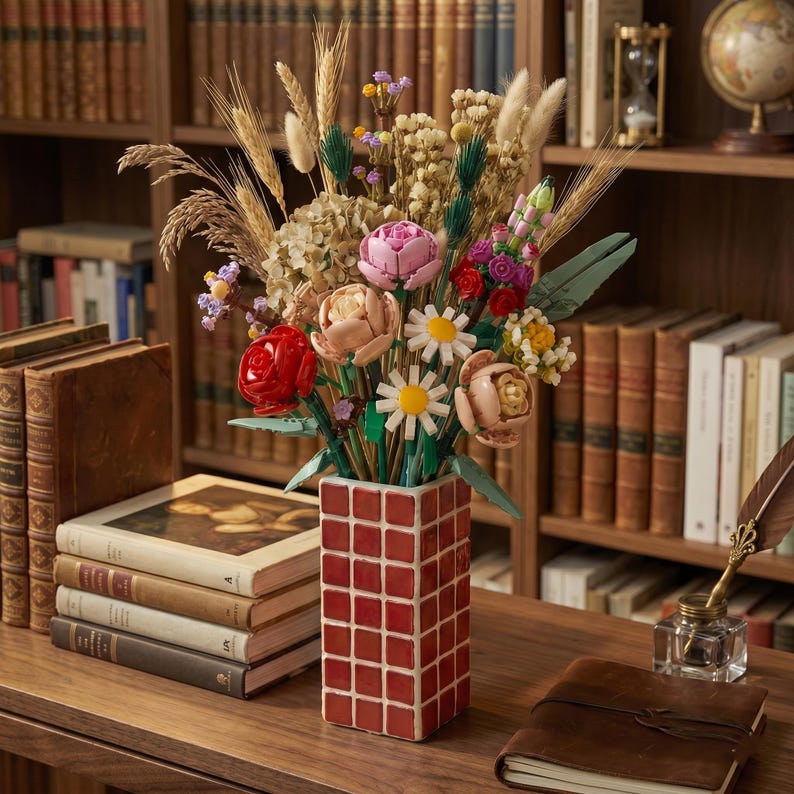 Vase en mosaïque de verre géométrique rétro coloré, pot de fleur décoration intérieure