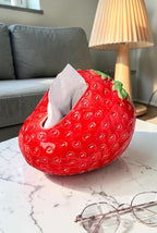 Fraise Housse de boîte de mouchoirs en céramique, Rectangulaire, Rouge, 13 x 20 x 16 cm