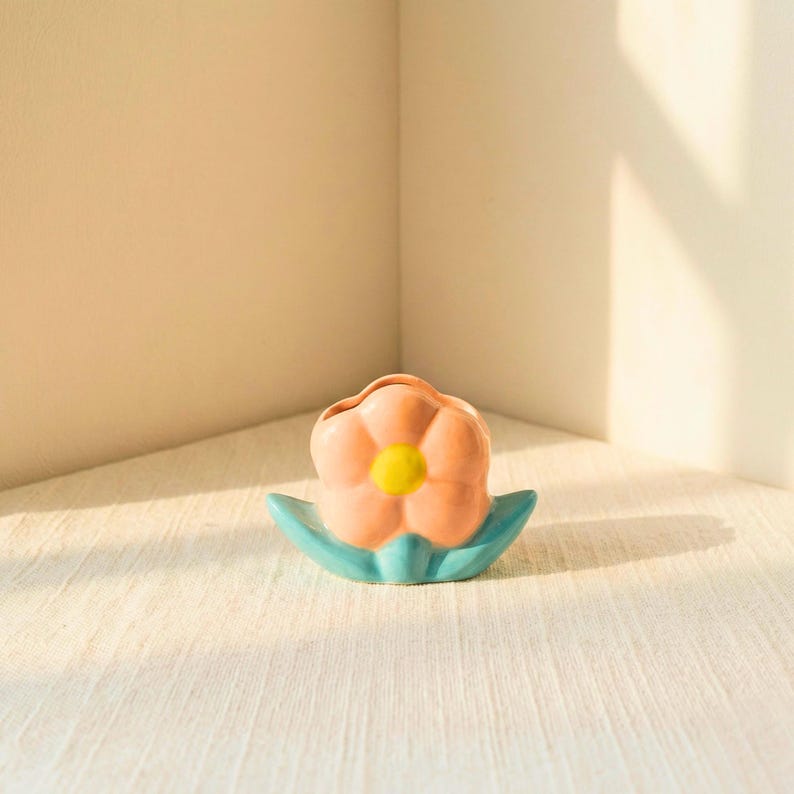 Porte-brosse à dents en céramique avec fleurs, décoration florale pour salle de bain, organiseur de bureau et de comptoir