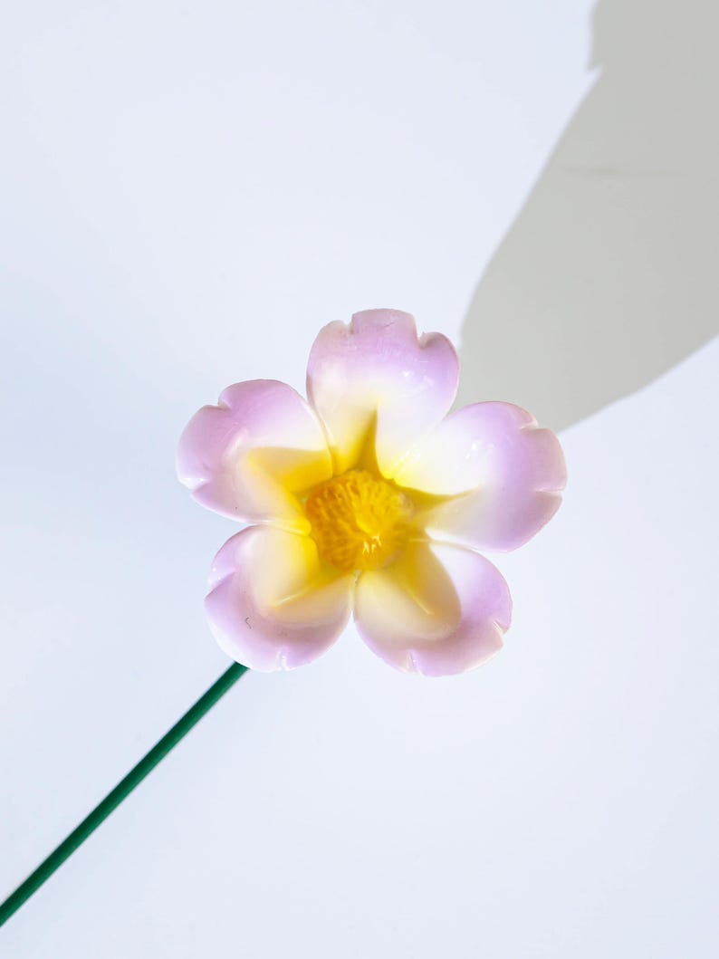 Fleur violette en céramique faite main, décoration intérieure, 4,2 cm