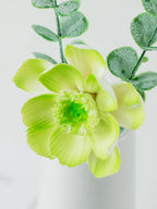 Rose en céramique anémone verte, fleur éternelle, décoration d'intérieur moderne