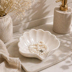 Porte-savon en céramique coquillage avec drainage, plateau de courtoisie salle de bain 15 cm