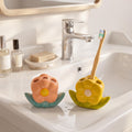 Porte-brosse à dents en céramique avec fleurs, décoration florale pour salle de bain, organiseur de bureau et de comptoir