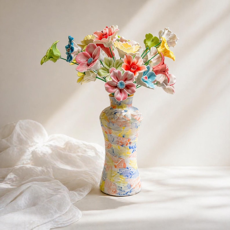 Vases en céramique pastel style crème glacée, ensemble de décoration d'intérieur