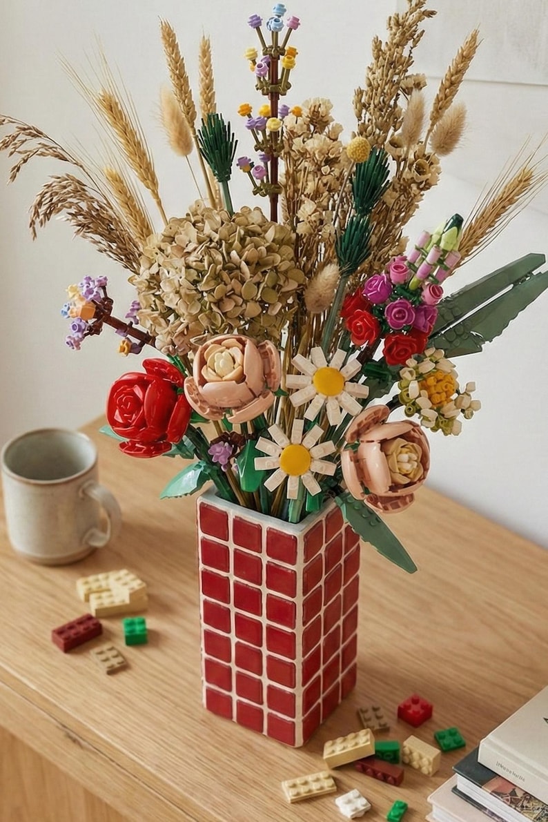 Vase en mosaïque de verre géométrique rétro coloré, pot de fleur décoration intérieure