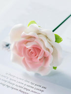 Rose en céramique rose, fleur éternelle faite main pour décoration intérieure