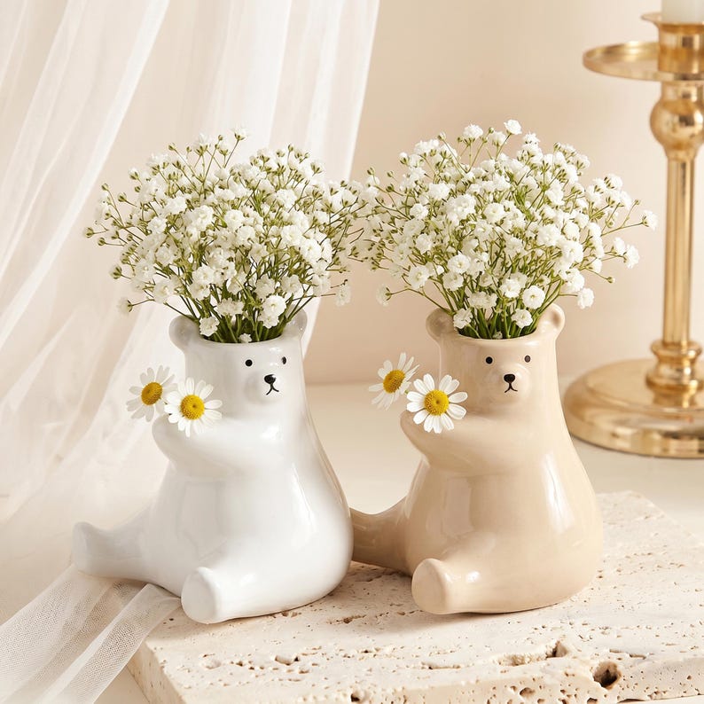 Vases bourgeons en céramique animaux | Vases en poterie faits main pour fleurs | Décoration d'intérieur