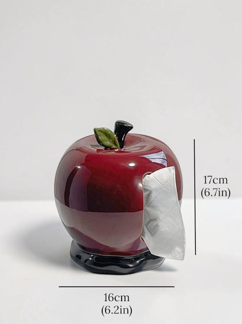 Couvercle de boîte à mouchoirs en céramique pomme rouge, rectangulaire carrée, porte-mouchoirs cube, amusant bohème