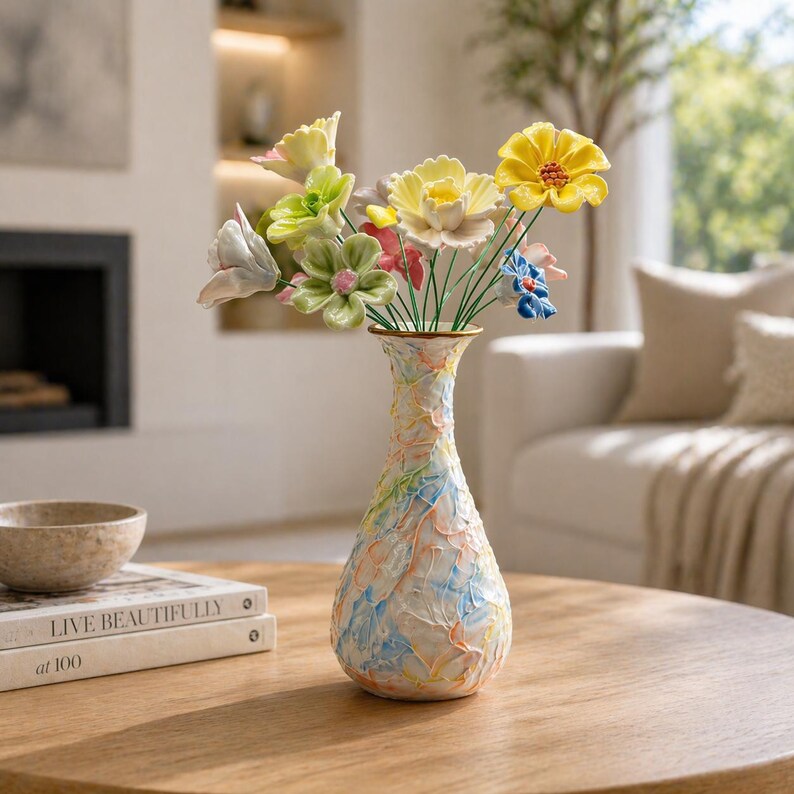 Vases en céramique pastel style crème glacée, ensemble de décoration d'intérieur