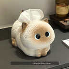 Chat en céramique Porte-mouchoirs, Boîte de mouchoirs en forme d'animal Kawaii, Décoration de bureau