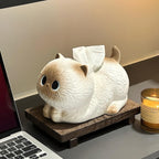 Chat en céramique Porte-mouchoirs, Boîte de mouchoirs en forme d'animal Kawaii, Décoration de bureau