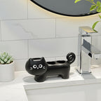 Porte-brosse à dents en céramique pour chat, support pour brosse à dents électrique et dentifrice, organisateur de salle de bain, noir ou blanc
