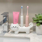 Porte-brosse à dents en céramique pour chat, support pour brosse à dents électrique et dentifrice, organisateur de salle de bain, noir ou blanc