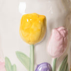 Tulip Embossed Ceramic Vase Glazed Floral Home Decor 21 cm