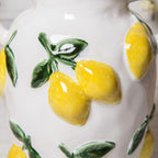 Vase citron en céramique émaillée à motif de fruits en relief, vase décoratif avec anse