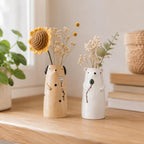 Vase à fleurs en céramique ours et chien, décoration fantaisiste