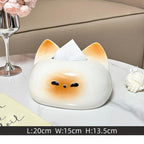 Porte-boîte à mouchoirs chat paresseux céramique kawaii, distributeur de serviettes décoration bureau maison