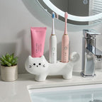 Porte-brosse à dents en céramique pour chat, support pour brosse à dents électrique et dentifrice, organisateur de salle de bain, noir ou blanc