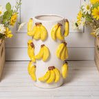 Vase décoratif en céramique gaufré 3D banane émaillé 22 cm