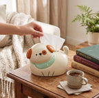 Distributeur de mouchoirs en céramique en forme de chien | Accessoire de décoration kawaii pour salon, bureau