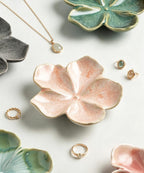 Porte-bijoux fleur en céramique, plateau porte-bagues, organisateur de bijoux floral