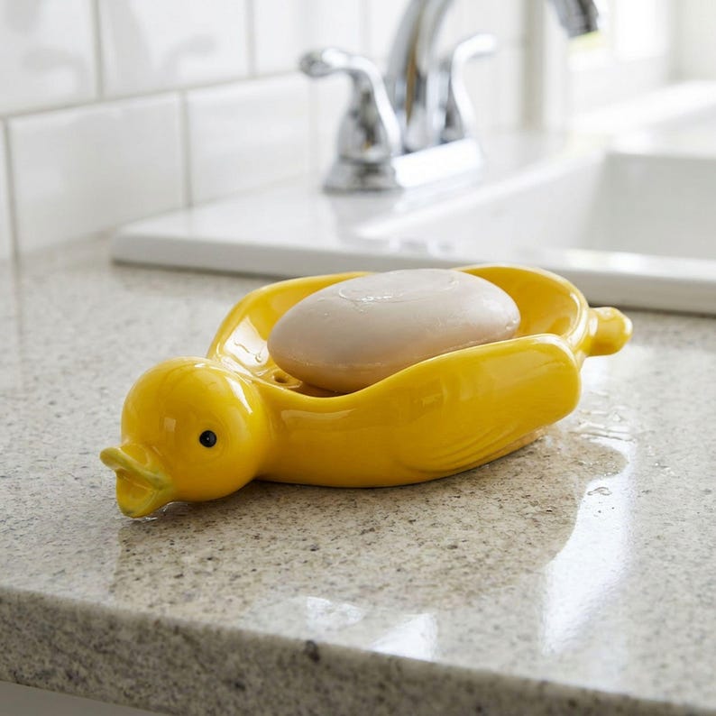 Porte-savon canard en céramique, porte-savon oiseau, décoration de salle de bain, organisateur kawaii