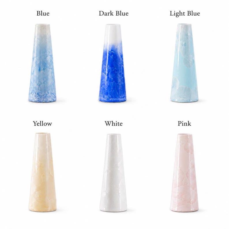 Vase bouteille droit en céramique émaillée cristal, coloré