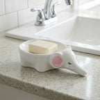 Éléphant Porte-savon en Céramique Blanc Mignon, Décoration Salle de Bain Kawaii