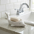 Porte-savon dauphin en céramique blanche, décoration salle de bain kawaii