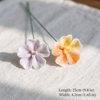 Tige de fleur en céramique émaillée à la main, pensée à cinq pétales, décoration florale pour vase, 25 cm, plusieurs couleurs