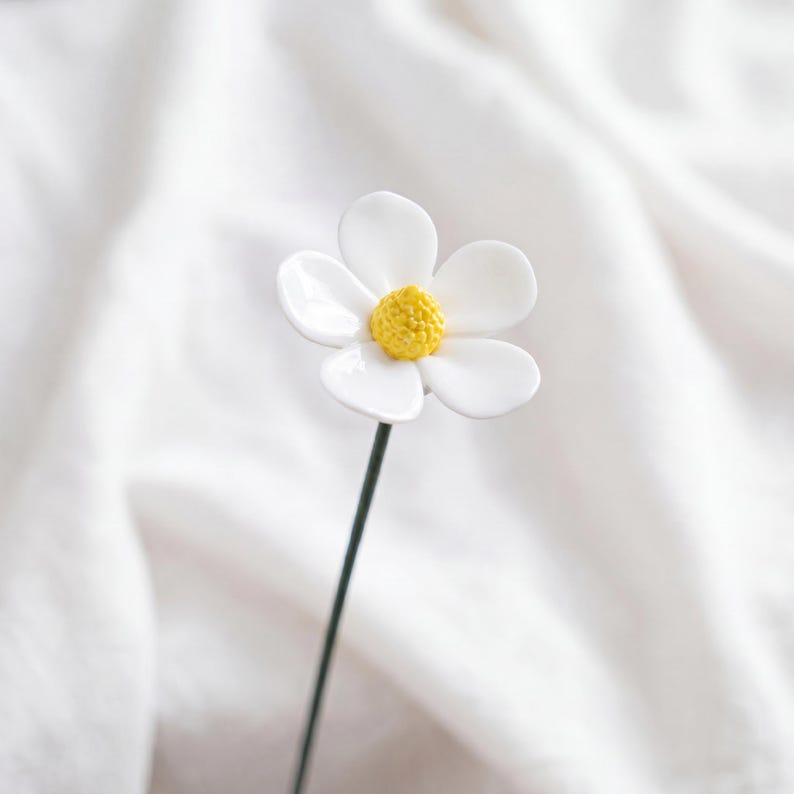 Céramique Tige de Fleur Cosmos Émaillée Décoration Intérieur 4,6 cm