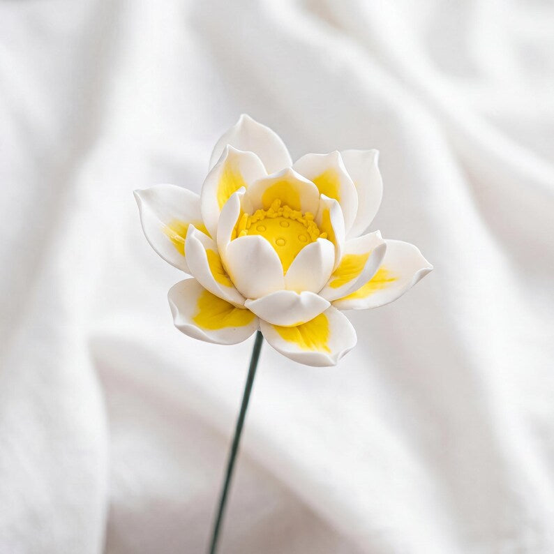 Fausses tiges de lotus en argile sculptée à la main, décoration d'intérieur pour vase, jaune/blanc/vert/orange/rose