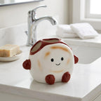 Porte-brosse à dents en céramique pour toast - Organisateur de salle de bain pour 2 brosses à dents et dentifrice